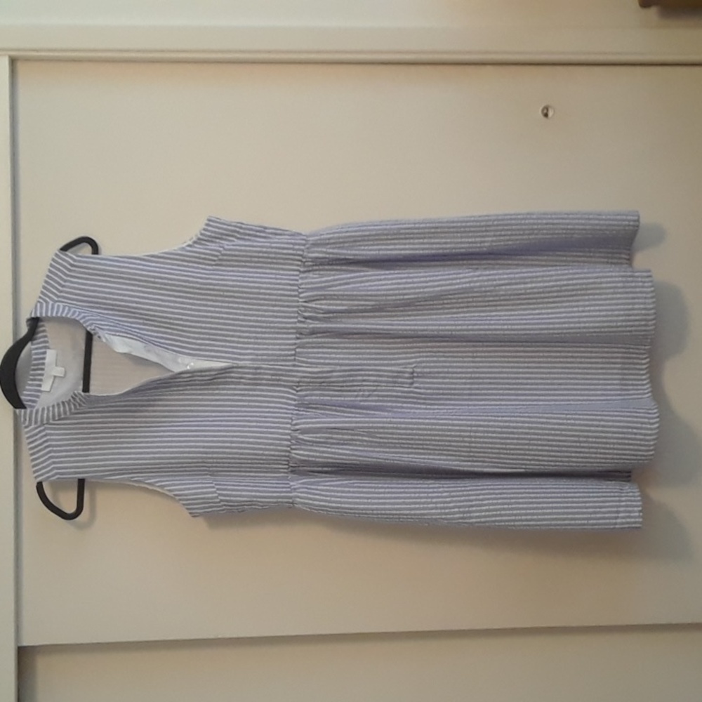 Blue and white striped summer dress